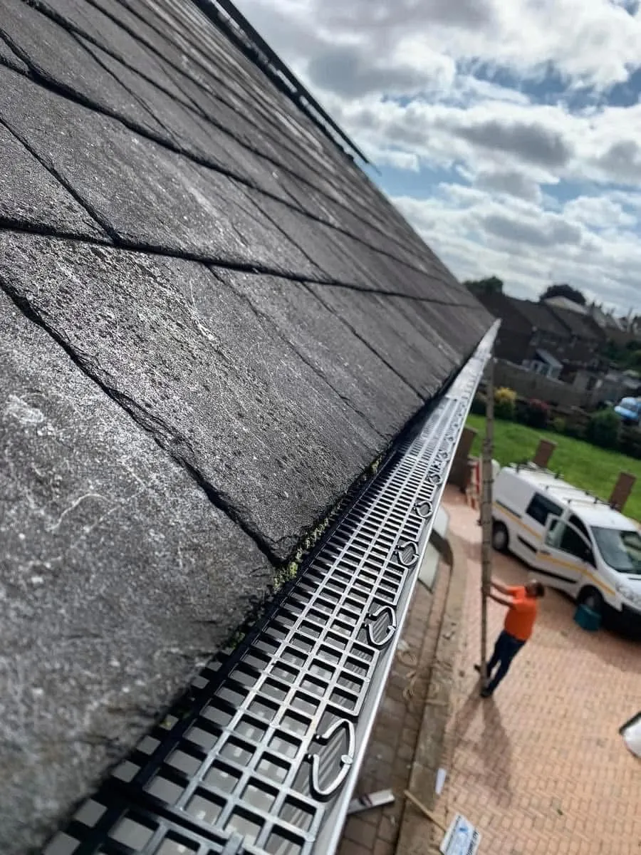 Gutter guard fitted on a slate roof in Falmouth